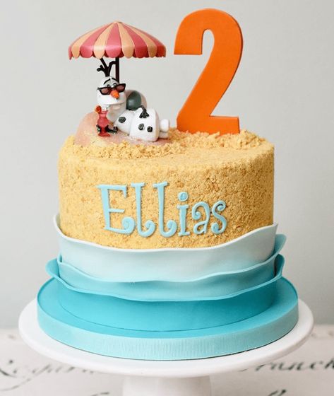 Frozen Summer Birthday Cake, Olaf Cake Birthday, Olaf Birthday Party Decorations, Olaf Summer Cake, Frozen Fever Cake, Easy Cakes For Kids, Olaf Birthday Cake, Olaf Birthday Party, Summer Birthday Cake