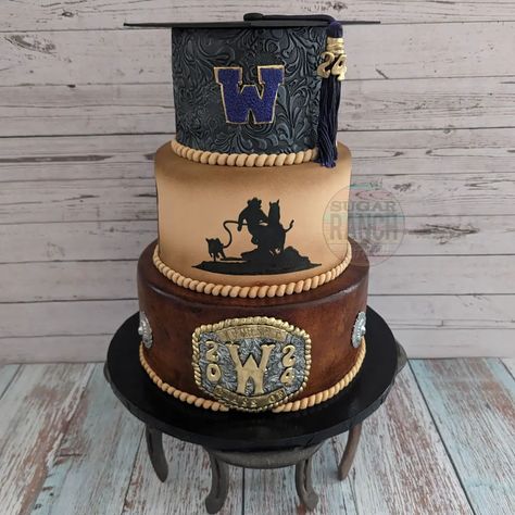 Congratulations Trace! 🖤🤎 We will miss you, but we can't wait to see where life leads you. We know you'll do great things. #sugarranch #cake #graduation #classof2024 #gradcake #cowboy #western #cowboycake #rodeo #arizona Rodeo Graduation Party Ideas, Western Graduation Party Ideas, Western Graduation, Western Birthday Cakes, Graduate Party, Cowboy Cakes, Graduation Party Ideas, Western Birthday, Will Miss You