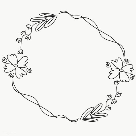 Line Border Png, Flower Wreath Illustration, Heart Shaped Hands, Easter Frame, Free Doodles, Wreath Illustration, Line Border, Minimalist Flower, Wreath Drawing