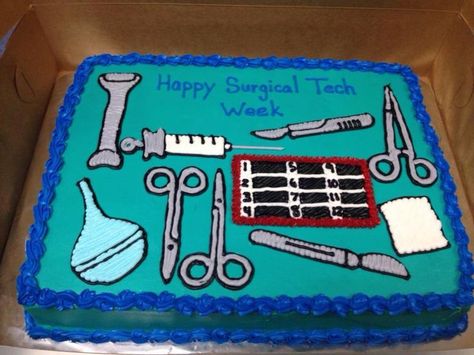 Surgical Tech Cake, Tech Cake Ideas, Phlebotomy Graduation, Surgical Tech Week, Surgical Technologist Week, Surgery Tech, Surgical Technologist Student, Mayo Cake, Graduation Cake Ideas