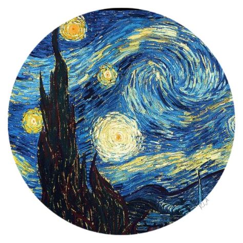 Starry Nights Painting by Vincent Van Gogh 💙Free image available for download on the internet or from the following website: Pixabay. Wallpaper Jam, Circular Stickers, فنسنت فان جوخ, Van Gogh Wallpaper, Bio Ig, Circular Art, Starry Night Painting, Vincent Van Gogh Paintings, Arte Van Gogh