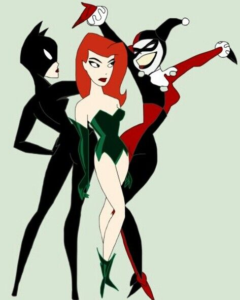 The three best friends that anyone could have! Harley Quinn, Cat Woman and Poison Ivy Harley Ivy, Gotham Sirens, Catwoman Costume, Ivy Costume, Catwoman Cosplay, Gotham Girls, Harley Quinn Costume, Cat Woman, Harley Quinn Art