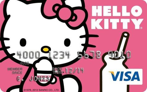 Debit Card Design, Credit Card Design, Hello Kitty House, Charmmy Kitty, Miss Kitty, Hello Kit, Hello Kitty Birthday, Hello Kitty Pictures, Hello Kitty Items