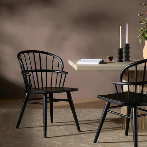 Four Hands Connor Dining Chair – Paynes Gray Pottery Barn Kitchen, Wingback Dining Chair, Windsor Dining Chairs, Outdoor Fire Table, Comfortable Dining Chairs, Elegant Chair, Black Ash, Outdoor Bar Stools, Kiln Dried Wood