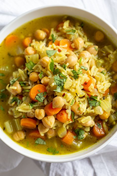 Vegan Chickpea Rice Soup - Vegan Richa Soup With Veggies, Chickpea Rice, Vegan Chicken Noodle Soup, Chicken Noodle Soup Easy, Vegan Richa, Vegan Chickpea, Vegan Chicken, Soup Easy, Nut Free Recipes