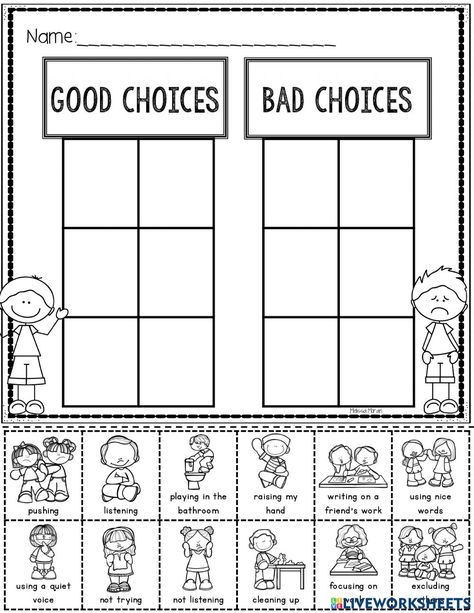 Think Sheet, Bad Choices, Classroom Expectations, Classroom Behavior Management, Classroom Behavior, School Worksheets, Classroom Rules, Good And Bad, Beginning Of School