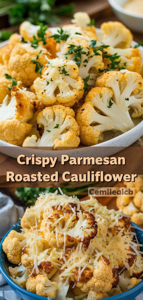 Crispy Parmesan Roasted Cauliflower: The perfect low-carb, cheesy side dish for any meal! 🍽️ #HealthyRecipes #CauliflowerLovers Macro Side Dishes, Cauliflower Recipes Easy, Alfredo Cauliflower, Baked Cauliflower Recipe, Easy Cauliflower Recipes, Roasted Cauliflower Recipe, Parmesan Roasted Cauliflower, Parmesan Cauliflower, Roasted Cauliflower Recipes