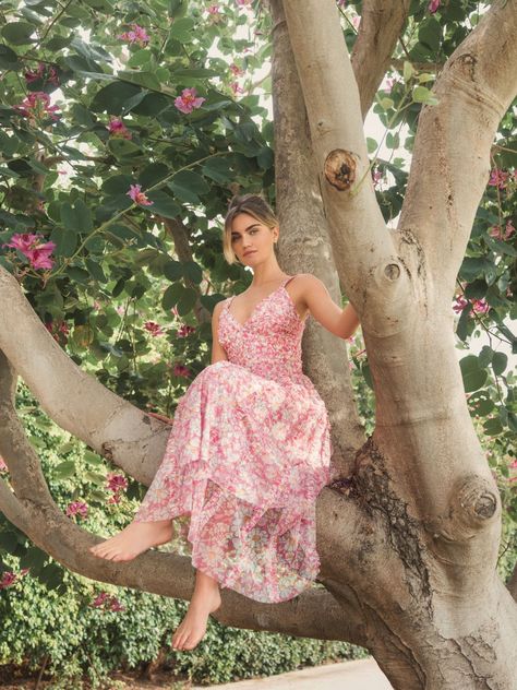 Mac Duggal Official Site Summer Evening Embroidered V-neck Dress, Mac Duggal Floral Dresses, Floral Print V-neck Evening Dress, Floral Embellished V-neck Evening Dress, Pink Floral Embellished Floor-length Evening Dress, Puff Sleeve Gown, Floral Print Gowns, Mesh Gown, Mother Of The Bride Dresses Long