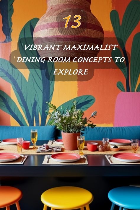 Dive into the world of vibrant maximalism with these dining room concepts that burst with color and creativity. From bold wall art to eclectic table settings, this space showcases how to curate a lively and welcoming atmosphere perfect for gatherings. Explore these ideas and get inspired to elevate your dining experience! Maximalist Dining Rooms, Eclectic Table Settings, Maximalist Dining Room, Japandi Dining Room, Eclectic Table, Organic Modern Kitchen, Bold Wall Art, Maximalist Design, Modern Farmhouse Living