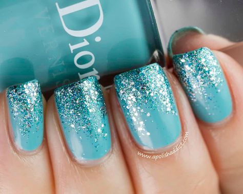 Teal Nail Art, Turquoise Nail Polish, Teal Nails, Turquoise Nails, Glitter Manicure, New Nail Designs, Super Nails, Trendy Nail Design, Trendy Nail Art