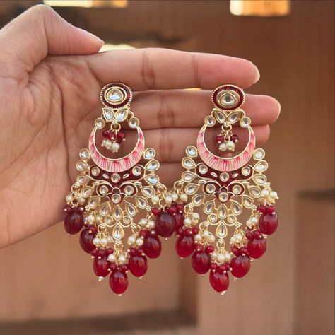 My fav new arrivals❤️😍✨ Which one is your fav??? Comment “Link” for product link👇 Check out our website for new arrivals, Price starts from 350Rs. of earrings on website ❤️(link available in bio) [kundan earrings, Kundan jewellery, pink earrings, red earrings, festive earrings, Diwali earrings, Indian earrings, jhumkas, chandbali, traditional jewellery, fashion, viral, trending] #kundanearring #kundanjhumka #kundanjewellery #pinkearrings #kundanchandbali #redearrings Red Hand Set Chandbali Jhumkas, Red Chandbali Jhumkas For Wedding, Festive Ruby Chandbali Jhumkas, Red Handmade Chandbali Jhumkas, Red Bohemian Chandbali Jhumkas, Kundan Earrings, Indian Earrings, Kundan Jewellery, Red Earrings