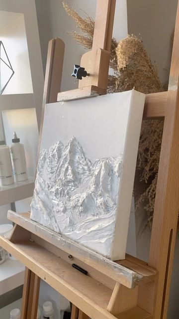 Plaster Wall Art Mountains, Mountains Texture Art, Plaster Art Mountain, Plaster Mountain Art, Textured Mountain Art, Mini Canvas Painting Ideas, Abstract Mountain Art, Canvas Painting Ideas For Beginners, Painting Ideas For Beginners