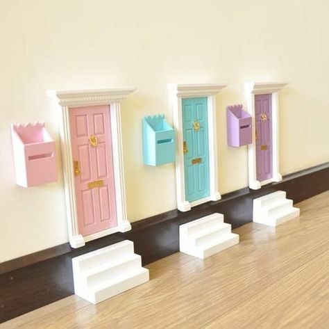 Wooden Mailbox, Tooth Fairy Doors, Fairy Garden Doors, Elf Door, Elf Fairy, Lost Tooth, Tiny Furniture, Door Molding, Miniature Rooms