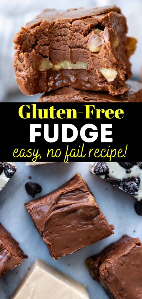 Easy Fudge Recipe, Gluten Free Fudge, Creamy Fudge, Easy Fudge, Homemade Fudge Recipes, Oreo Fudge, Chocolate Peanut Butter Fudge, Fudge Recipes Easy, Gluten Free Christmas