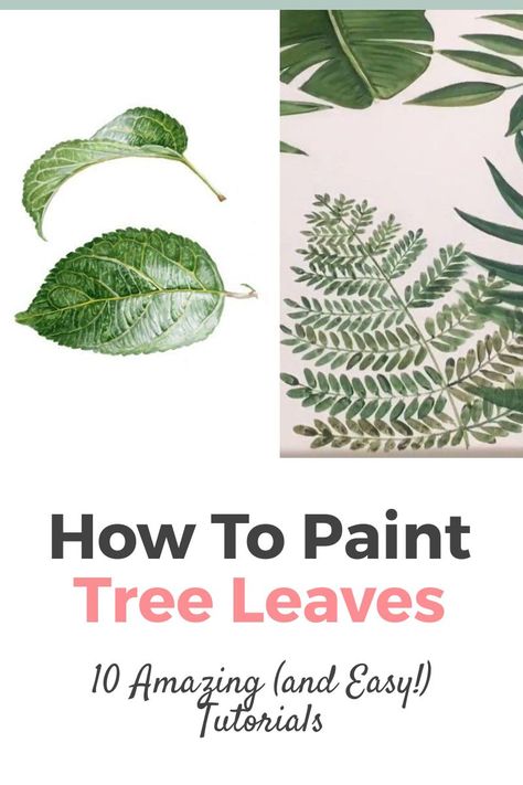 How to Paint Leaves, How to Paint Leaves on a Tree, or Tree Leaves. The Best 10 Tutorials Online on How to Paint Tree Leaves using Acrylic and more! Painting Ideas on Canvas with Acrylic Paint, oil, pencil, watercolors, and many more painting techniques! Easy Greenery Painting, Oil Paint Trees Tutorial, Painting Plants On Canvas, Acrylic Paint Leaves, How To Paint Leaves On A Tree, Painted Leaves Acrylic, Canvas Leaves Painting, Easy Plant Painting Ideas, Painting Leaves Acrylic Easy