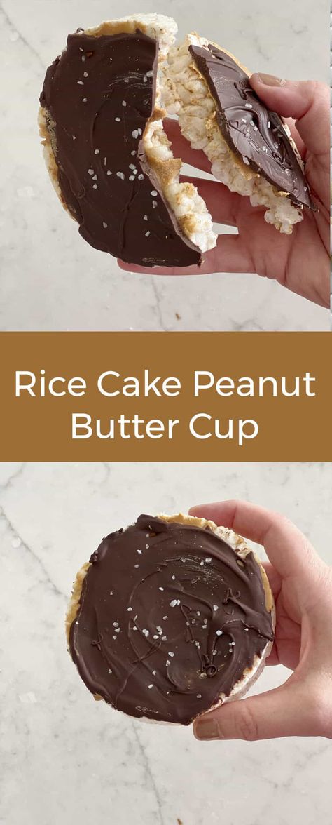 Rice Cake with Peanut Butter and Chocolate (A Giant PB Cup!) - traditionallycozy.com Things To Put On Rice Cakes, Homemade Rice Cakes, Pb Fit Recipes, Rice Cakes Peanut Butter, Rice Cake Peanut Butter, Rice Cake With Peanut Butter, Rice Cakes Healthy, Recipes Using Rice, Chocolate Rice Cakes