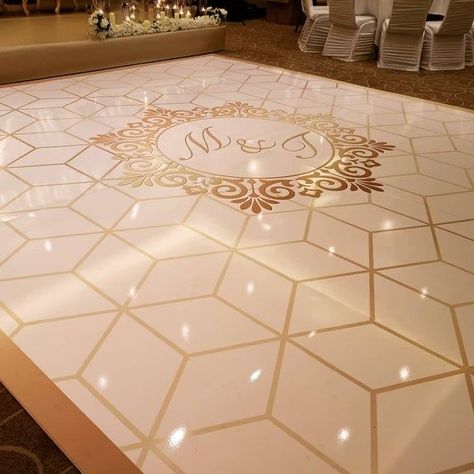 Gloss dance floor with logo Fairy Light Dance Floor, Light Dance Floor, Cinderella Quinceanera Themes, Dance Floor Vinyl, Outdoor Dance Floors, Church Reception, Dance Logo, Plant Styling, Wedding Ceiling