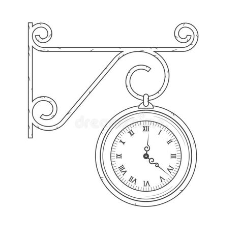 Big street clock. Wall mounted hanging round old vintage clock. simple vector illustration. Graphic isolated sign. Big street clock stock illustration Old Clock Drawing, Wall Clock Drawing, Wall Clock Design Ideas, Clock Drawing, Simple Vector Illustration, Paper Clock, Clock Drawings, Make A Clock, Wall Hanging Designs