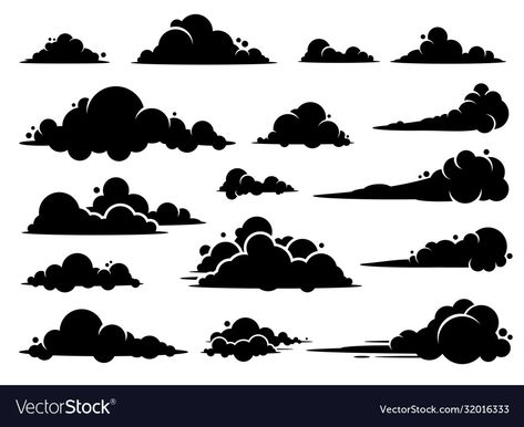 Cloud Graphic, Clouds Illustration, Sky Vector, Cloud Illustration, Cloud Tattoo, Cloud Vector, Cloud Drawing, Clouds Design, Black Silhouette