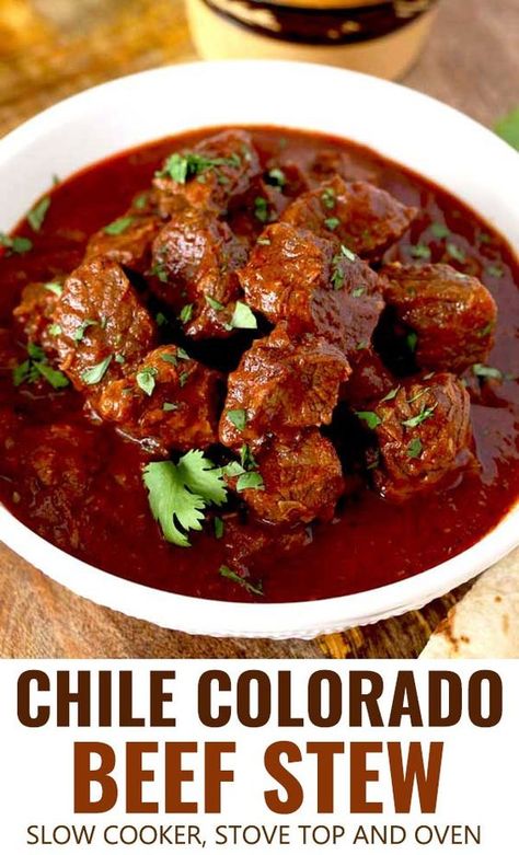 Colorado Beef, Beef Stew Meat Recipes, Chile Colorado, Colorado Food, Red Chile Sauce, Clear Soup, Crockpot Recipes Beef Stew, Chile Sauce, Stew Meat Recipes