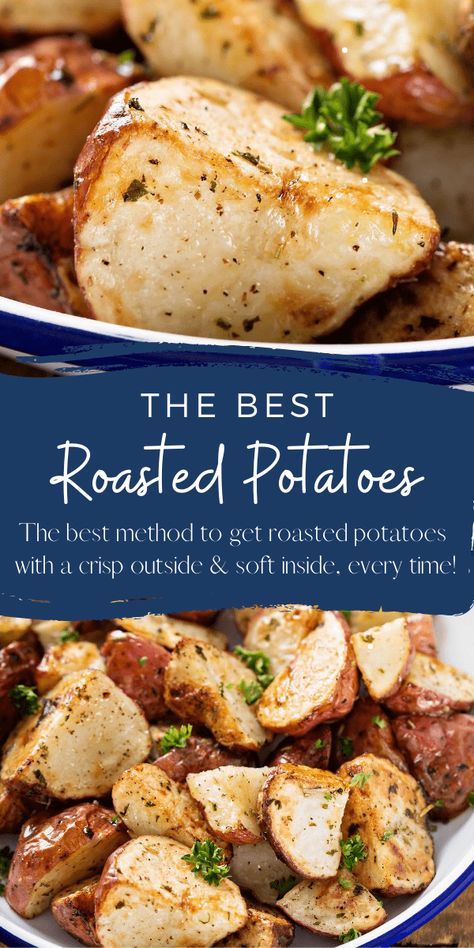 Sharing my easy method for the BEST Oven Roasted Potatoes with tons of flavor, a crisp outside and soft, fluffy inside! #Potatoes #OvenRoastedPotatoes #RoastedPotatoes #SideDish #EasySideDish #PotatoRecipes Best Oven Roasted Potatoes, Red Potato Recipes, Novice Chef, Garlic Roasted Broccoli, Healthy Potatoes, Herb Roasted Potatoes, Roasted Red Potatoes, Oven Roasted Potatoes, Slow Cooked Meat