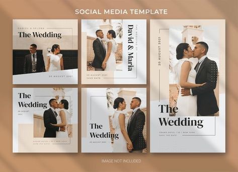 Premium PSD | Square banner social media post template Poster Wedding Design, Wedding Social Media Post Design, Wedding Social Media Post, Wedding Photo Book Layout, Wedding Album Design Layout, Wedding Social Media, Album Design Layout, Event Invitation Design, Wedding Album Cover