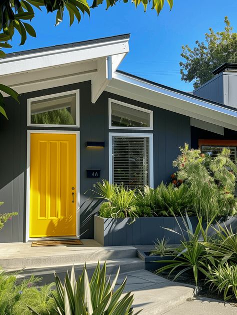 17 Captivating Front Door Colors Fun Colored Front Door, Paint 2024, Yellow Front Door, Orange Front Doors, Front Door Paint, Front Door Color, Yellow Front Doors, Red Front Door, Orange Door