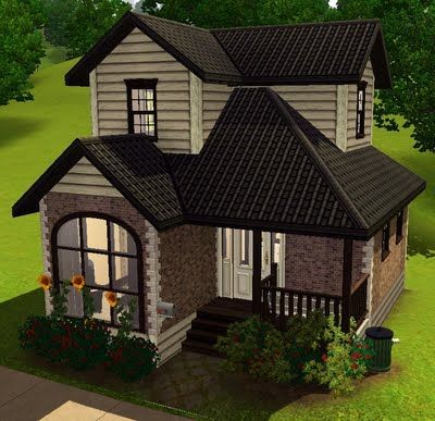 This one's for couples. It's a two story house, it's the only way there would have been room for a bedroom and a bathroom, doing that also b... Small Two Story House, Sims 3 Houses Ideas, Sims 2 House, Starter House, Die Sims 4, Sims Houses, Two Story House, Sims 4 House Plans, Sims 4 House Building