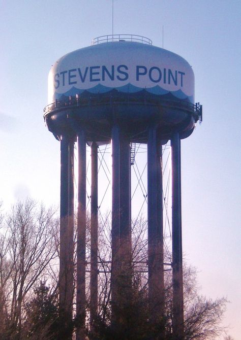 Stevens Point, Wisconsin - USA Stevens Point Wisconsin, Water Towers, Usa Pride, Water Tower, Space Needle, Green Bay, Vacation Trips, Places To See, Wisconsin