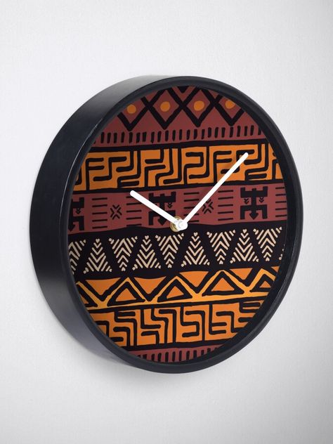 Mud Cloth African Ethnic Bohemian Pattern Print. Find this unique design available in Men and Women T Shirts, Tote Bags, Hoodies, Tanks and more Apparel. Home Decor Stuff like: Art Prints, Posters, Canvas and Metal Prints, Throw Pillows, Floor Pillows, Duvet Covers, Throw Blankets, Shower Curtains, Comforters, Wall Tapestries and more. Also Mugs, Phone Cases, Laptop Cases , Face Masks etc. #african #pattern #tribal #ethnic #muted #auburn #clock #wallclock #redbubble #findyourthing #earthtones African Throw Pillows, African Crafts, African Home Decor, Bohemian Pattern, Printed Tapestries, Clock Art, Mud Cloth, Clock Design, Floor Pillows