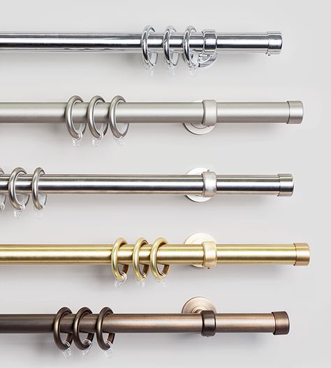 The Shade Store / brass drapery rod Metal Curtain Rods, Brass Shelving, Metal Curtain Rod, The Shade Store, Steel Curtain, Shade Store, Double Rod Curtains, Plain Curtains, Shelving Design