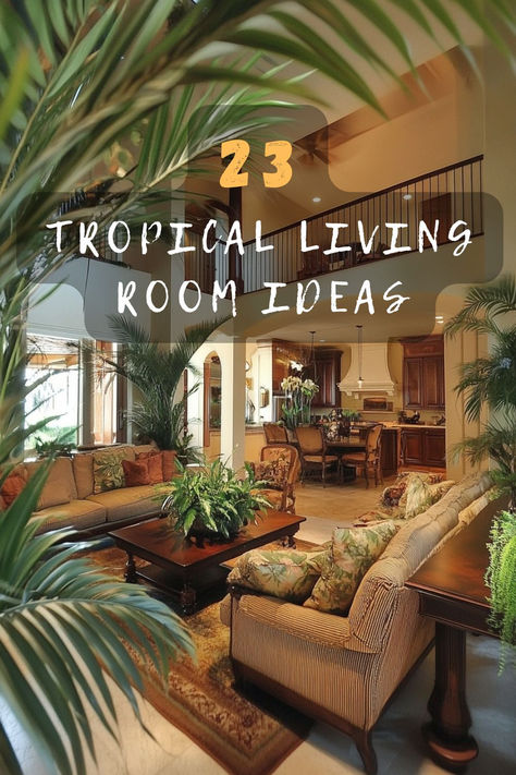 Ready for a tropical oasis at home? Click to explore tropical living room ideas that bring the lush outdoors inside! 🌴🛋️ #TropicalDecor #LivingRoomIdeas #HomeMakeover #InteriorDesign #TropicalStyle Island Style Living Room, West Indies Living Room, Caribbean Homes Interiors, British Colonial Style Living Room, Jungle Living Room Decor, British West Indies Decor, Modern Tropical Interior Design, Tropical British Colonial Style, Tropical Houses Interior