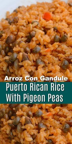 Authentic Spanish Rice And Beans, Spanish Chicken Crockpot Recipes, Spanish Rice And Peas, Spanish Rice And Beans Puerto Rico, Spanish Rice Puerto Rican, Rice With Gandules Puerto Rico, Spanish Rice And Beans Recipe Authentic, Spanish Rice And Peas Recipe, Spanish Rice With Pigeon Peas