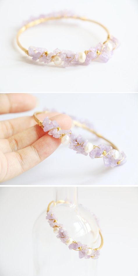 Hairstyles Wedding Guest, Diy Bangle Bracelets, Raw Stone Jewelry, Bracelet Metal, Raw Quartz, Wire Wrapped Bracelet, Bracelets Handmade Beaded, Quartz Bracelet, Diy Schmuck