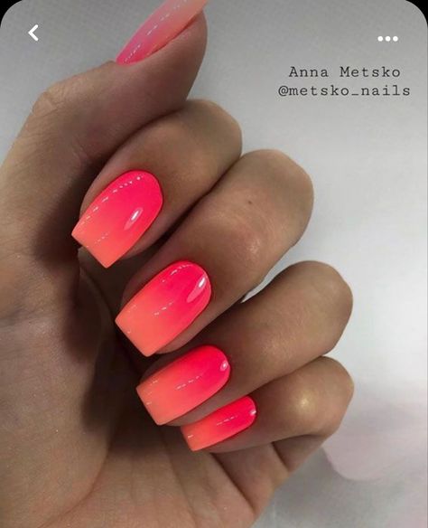 Love these colors for summer Coral Ombre Nails, Uñas Color Coral, Tropical Color Palette, Neon Coral Nails, Coral Pink Nails, Neon Nail Colors, Orange Ombre Nails, Unghie Sfumate, Nails Ombre