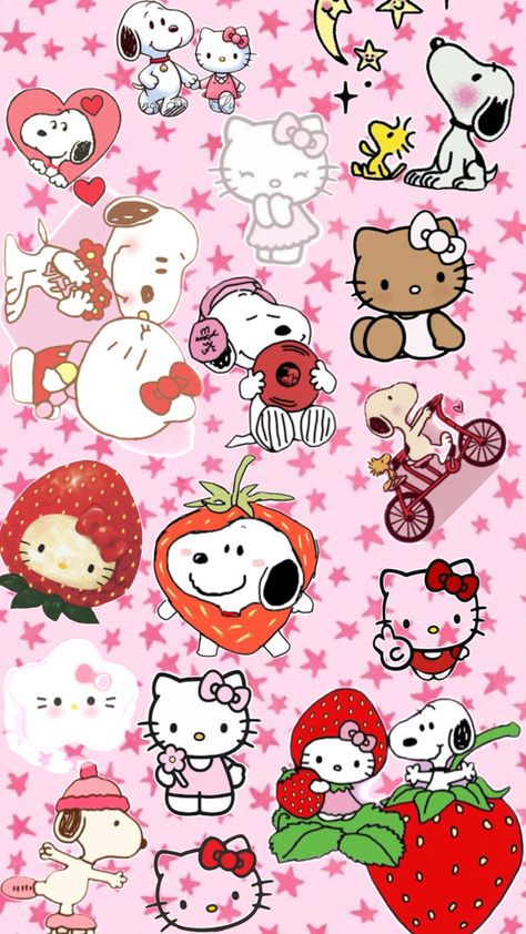 Cute Wallpapers, Hello Kitty, Snoopy, Kitty, Collage