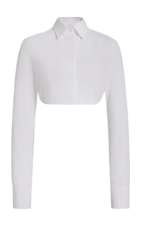 Cotton Poplin Shirt By Valentino | Moda Operandi Valentino Women, Cotton Poplin Shirt, Poplin Shirt, Dream Clothes, Shirt Collar, Wearing Black, Cotton Poplin, Moda Operandi, White Shirt