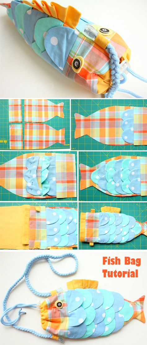 Fish Handbag, Fish Purse, Diy Bags Tutorial, Fish Bag, Sac Diy, Purse Tutorial, Trendy Diy, Tutorial Ideas, Kids' Bag