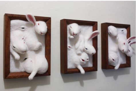 Bun Bun, Bunny Art, Pop Surrealism, Grad School, Sculpture Installation, Wall Sculpture, Soft Sculpture, Mustard Seed, Felt Art