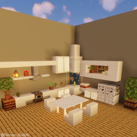 Kitchen Designs Minecraft, Easy Minecraft Kitchen Ideas, Kitchen Decor Minecraft, Minecraft Gaming Room Ideas, Minecraft Decor Ideas Interior Design Kitchen, Minecraft Furniture Ideas Kitchens, Minecraft Building Kitchen, Modern Kitchen Design Minecraft, Room In Minecraft Ideas