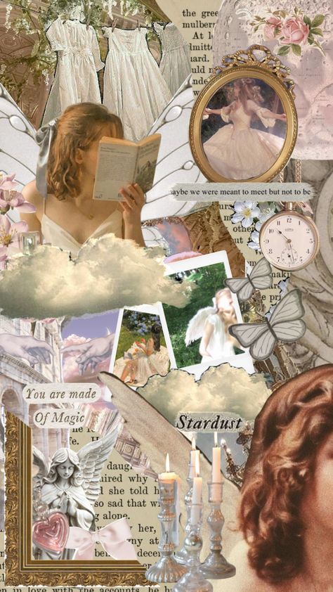 Ethereal Aesthetic Collage, Soft Angel Core, Ethereal Collage, Ethereal Moodboard, Coquette Scrapbook, Angel Moodboard, Fairy Moodboard, Ethereal Theme, Ethereal Aesthetic Wallpaper