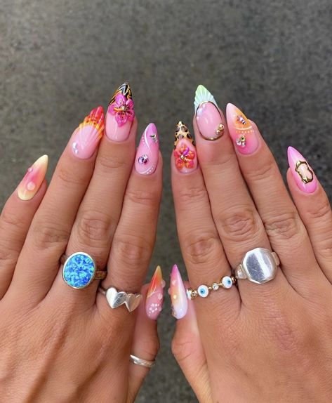 Ongles Gel French, Gel Nail Strips, Summery Nails, Pink Spring, Spring Nail, Nail Art Ideas, Fire Nails, Funky Nails, Pretty Acrylic Nails