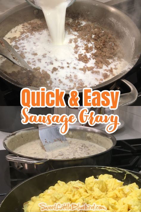 QUICK & EASY SAUSAGE GRAVY AND BISCUITS Biscuits And Gravy For A Large Crowd, Sausage Gravy For A Crowd, Easy Sausage Gravy, Breakfast Gravy, Gravy And Biscuits, Sausage Gravy And Biscuits, Sausage Biscuits, Best Sausage, Supper Ideas