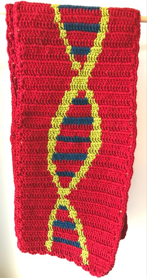 Nerdy double-helix scarf Dna Crochet, Integumentary System, Double Helix, Crochet Designs, Helix, Crochet Top, Thread, Knitting, Crochet