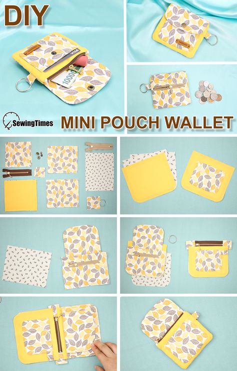 Cloth Wallets Diy, Sewingtimes Bag, Mini Sewing Projects, Diy Mini Wallet, Mini Gift Ideas, Dompet Koin Diy, Diy Pouch Tutorial, Wallet Ideas, Wallet Diy