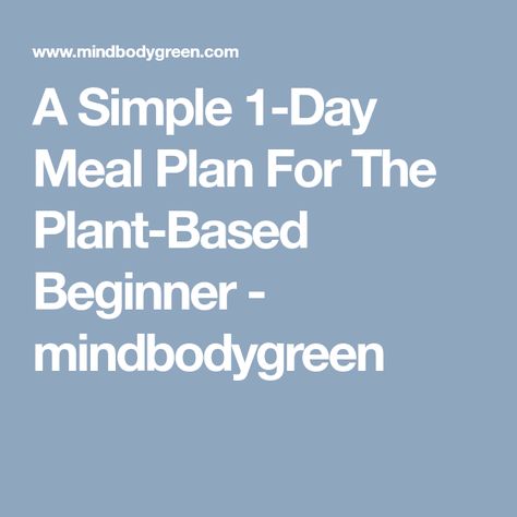 A Simple 1-Day Meal Plan For The Plant-Based Beginner - mindbodygreen Plant Based Diet For Beginners, Easy Protein Sources, Diet Meal Plan For Beginners, Plant Diet, Plant Based Diet Meal Plan, Plant Based Meal Planning, Meal Plan For Beginners, 2023 Recipes, Vegan Living