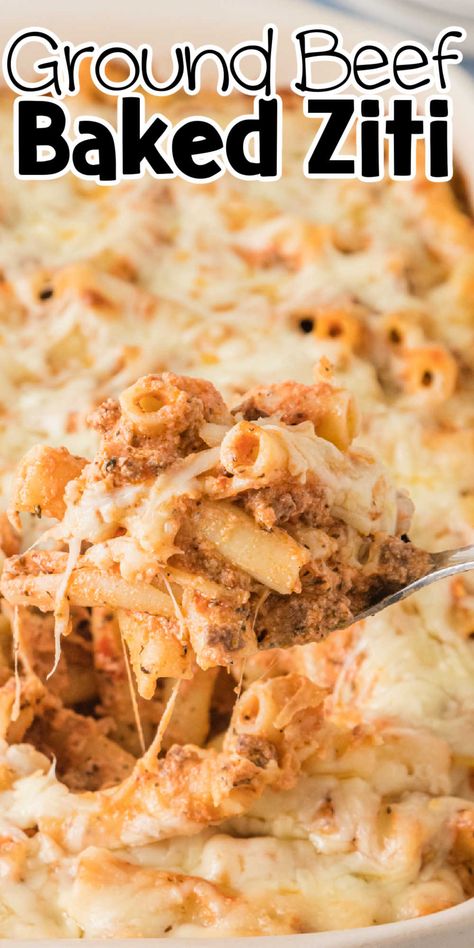 Easy Baked Ziti With Ground Beef, Ground Beef Ziti, Baked Ziti With Ground Beef And Ricotta, Beef Baked Ziti, Soup Recipes Ground Beef, Beef Pasta Sauce, Ziti With Ground Beef, Baked Ziti With Ground Beef, Baked Ziti With Ricotta