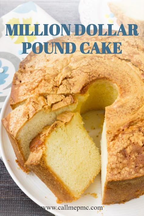 Million Dollar Pound Cake recipe Million Dollar Pound Cake, Brown Sugar Pound Cake, Best Pound Cake Recipe, Homemade Pound Cake, Easy Pound Cake, Pound Cake Recipes Easy, Butter Pound Cake, Moist Pound Cake, Chocolate Pound Cake