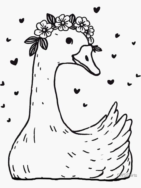 "Goose Blessed With A Crown of Daisies Upon Her Head Gift For Nature Lover" Sticker for Sale by CWSShirts | Redbubble Goose Drawing, Goose Tattoo, Lover Sticker, Crown Tattoo, Nature Themed, Gifts For Nature Lovers, Flower Illustration, Room Themes, Children's Books