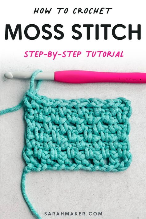 Learn how to crochet the moss stitch, aka granite stitch, woven stitch, or linen stitch.  PRINT Moss Crochet Stitch, Easy Crochet Baby Blanket Free Pattern, Crochet Moss Stitch, Linen Stitch Crochet, Crochet Moss, Woven Stitch, Moss Stitch Pattern, Crochet Potholder Patterns, Crochet Baby Blanket Free Pattern